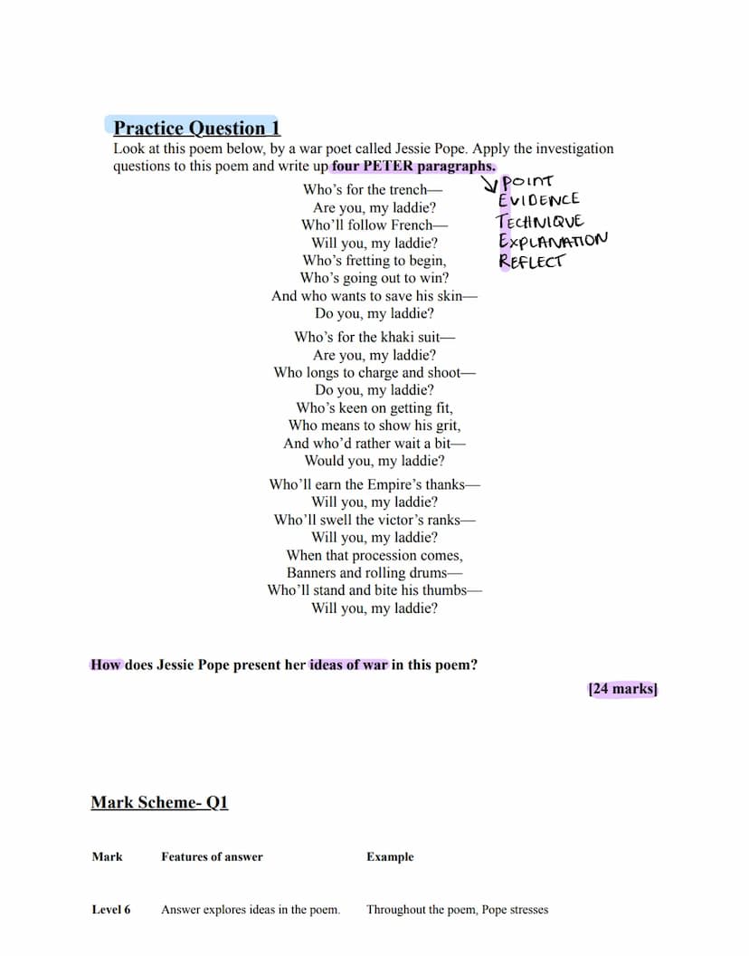 AQA GCSE
ENGLISH LITERATURE:
PAPER 2, SECTION C
UNSEEN POETRY
REVISION GUIDE
se
Question 1
b
The first question will be about one poem.
a
Al