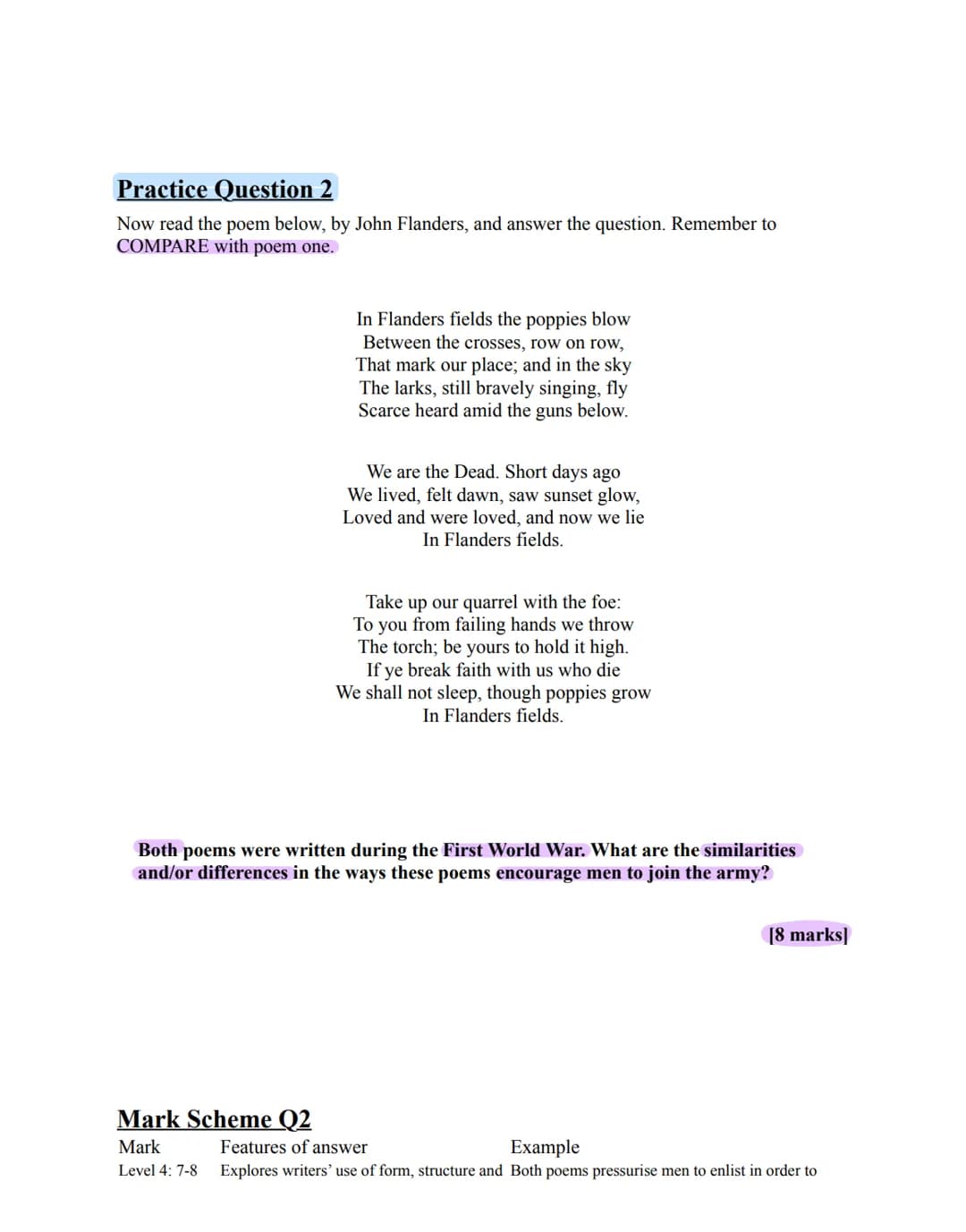AQA GCSE
ENGLISH LITERATURE:
PAPER 2, SECTION C
UNSEEN POETRY
REVISION GUIDE
se
Question 1
b
The first question will be about one poem.
a
Al