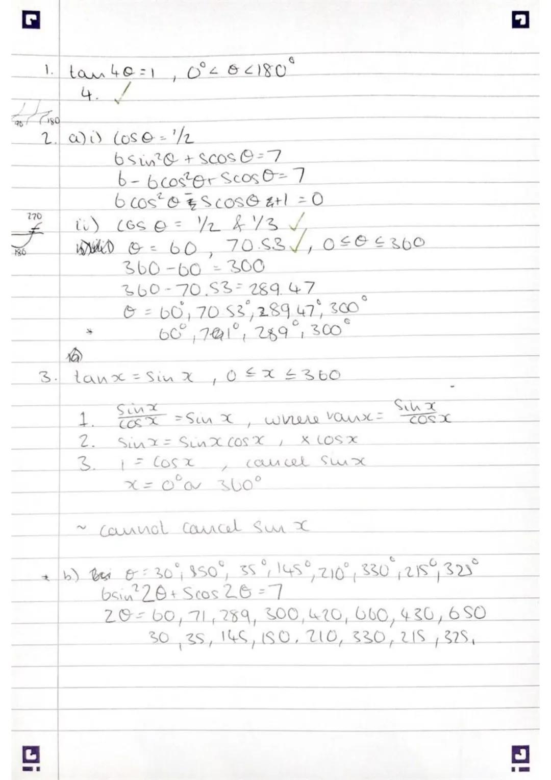 # Trigonometry

14.6.21
CET

$Sin(x)$

$Cos (x)$

0

90

180 270 $60$

90

180 270 360

$tan (x)$

$tan x = sinx/cosx$

0

90 180 2.70 360

