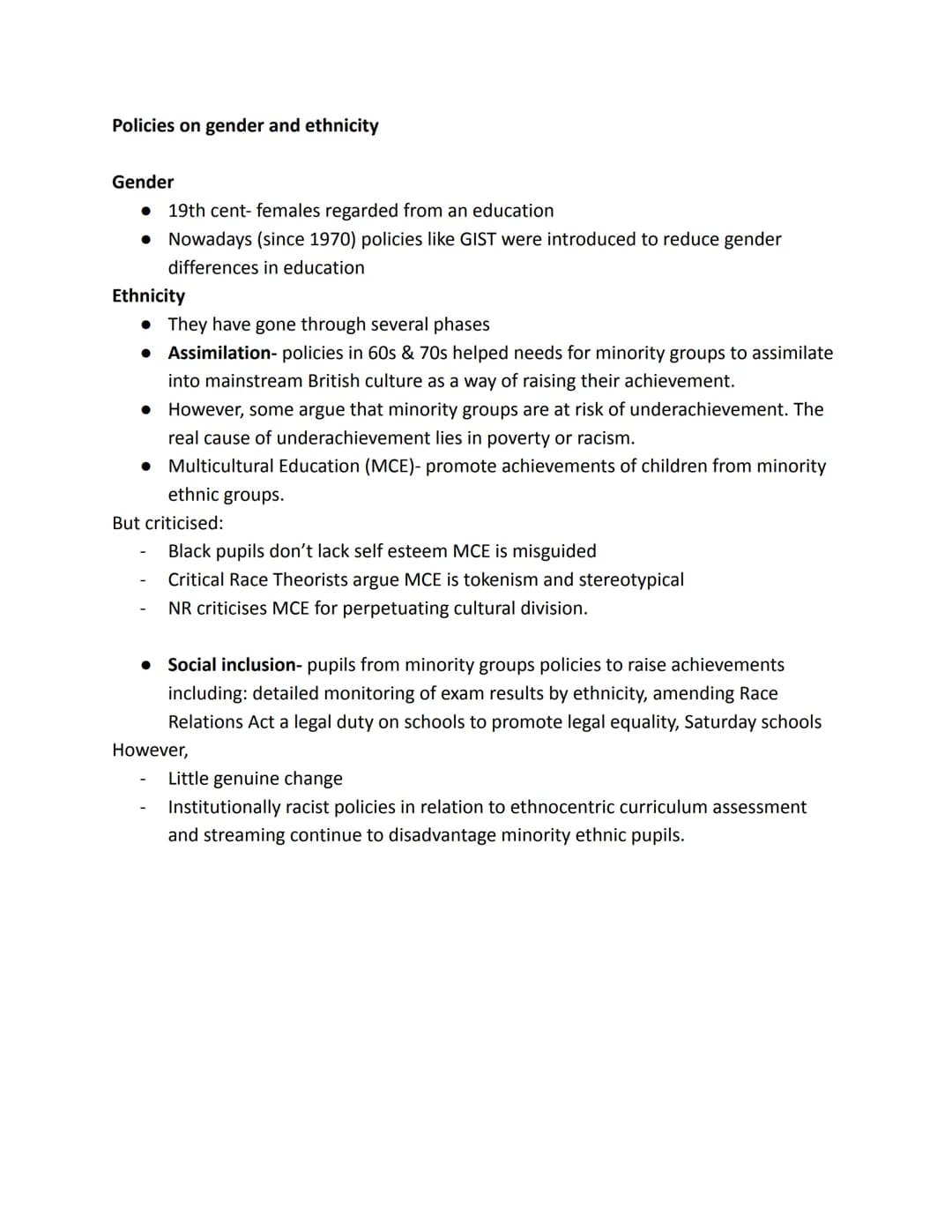 Educational Policy and Inequality
Introduction
'Educational policy' refers to the plans and strategies for education introduced by the
gover