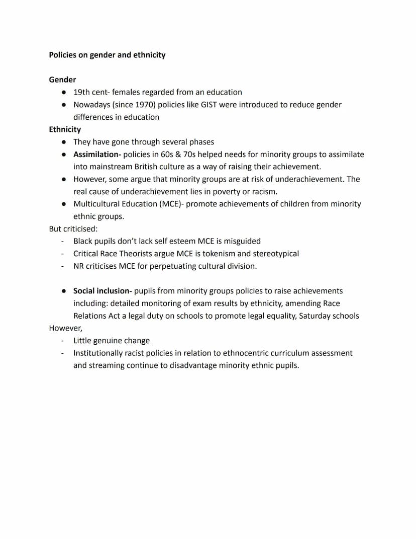 Educational Policy and Inequality
Introduction
'Educational policy' refers to the plans and strategies for education introduced by the
gover