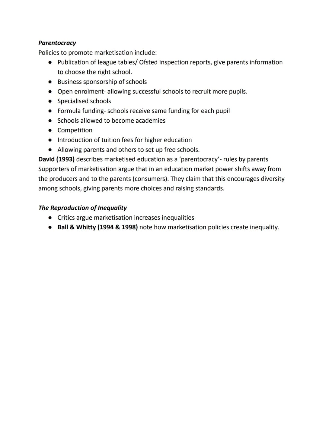 Educational Policy and Inequality
Introduction
'Educational policy' refers to the plans and strategies for education introduced by the
gover