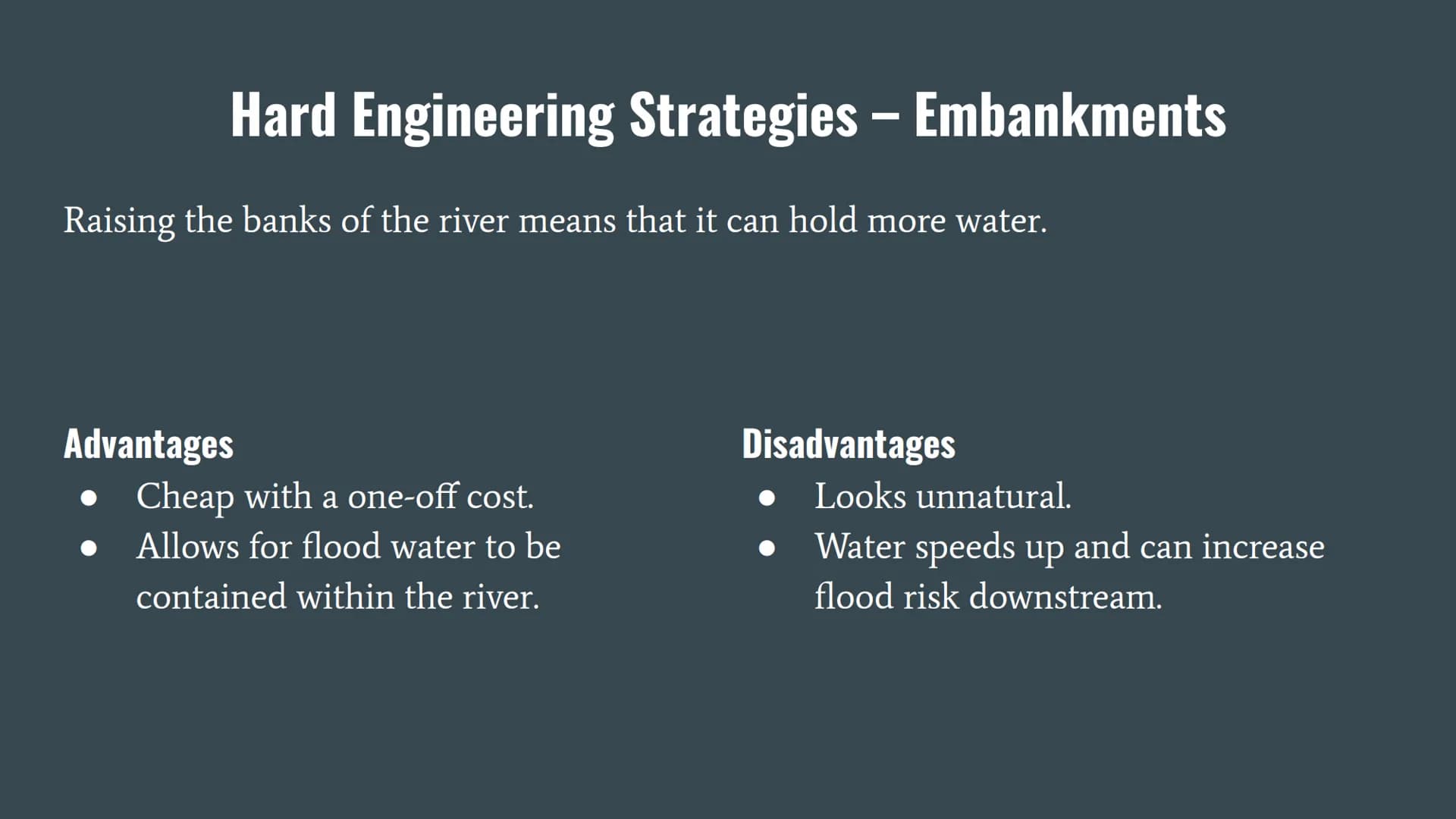 Flood Risk Factors
Flooding occurs when a river bursts its banks and overflows onto the surrounding land.
There are many factors which can c