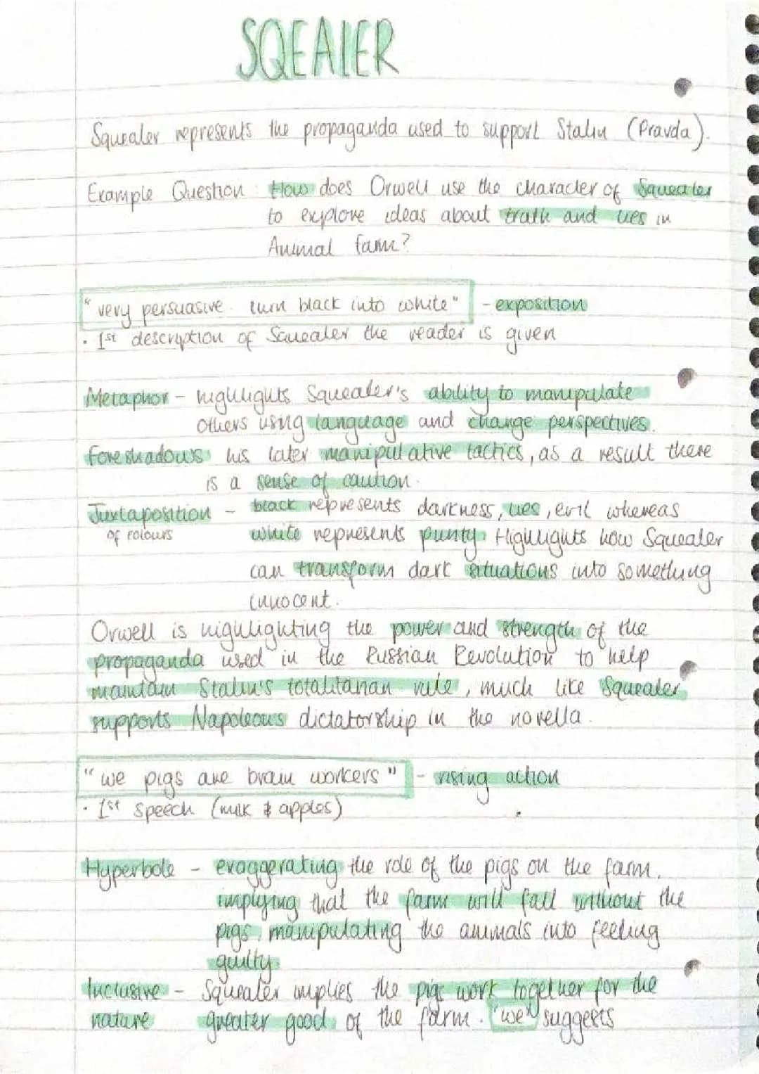 Grade 9: Squealer's Propaganda and Truth Manipulation in Animal Farm