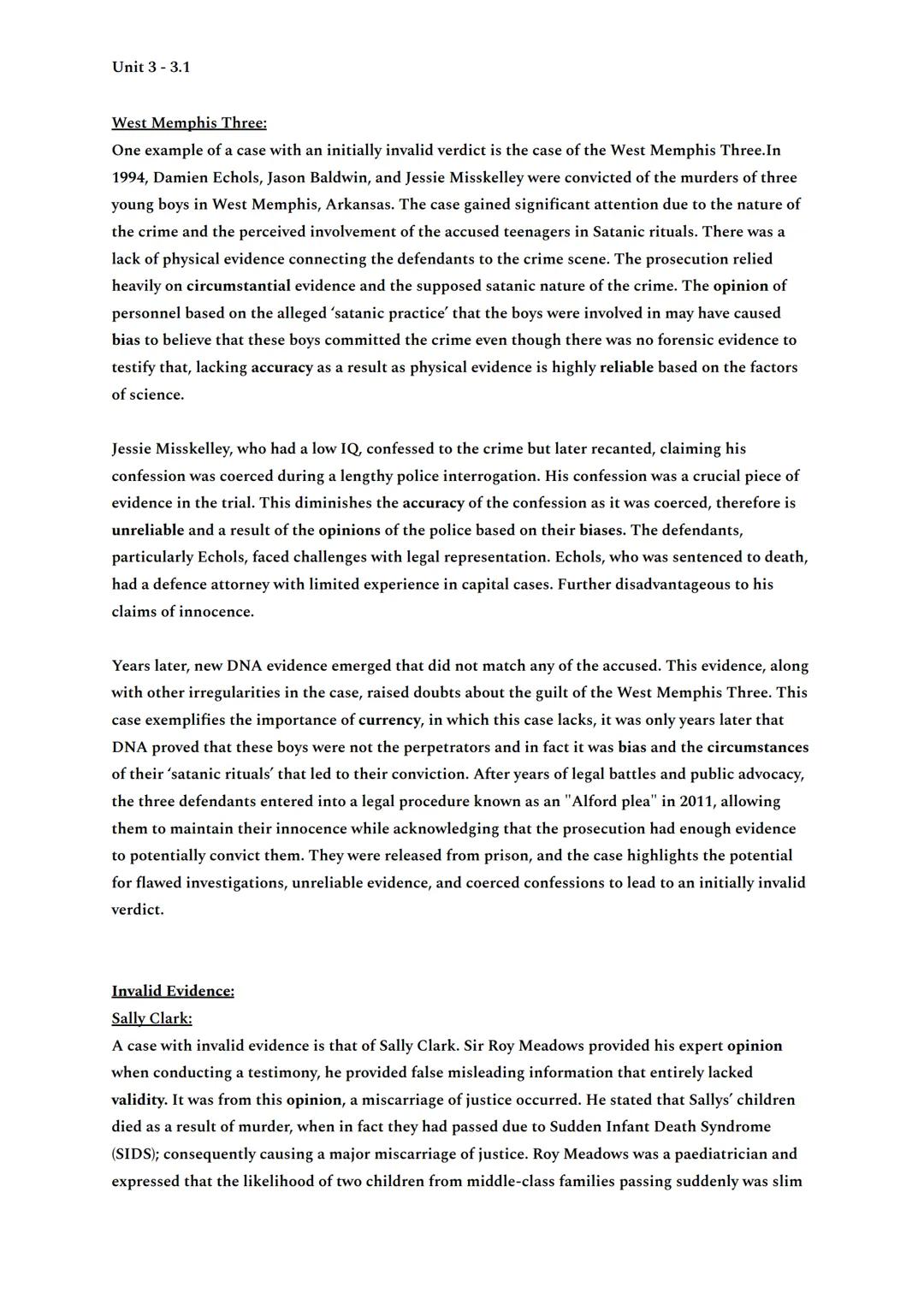 Unit 3-3.1

Evidence:
Both prosecution and defence present evidence for a jury or magistrates to determine the verdict.
To be considered, ev
