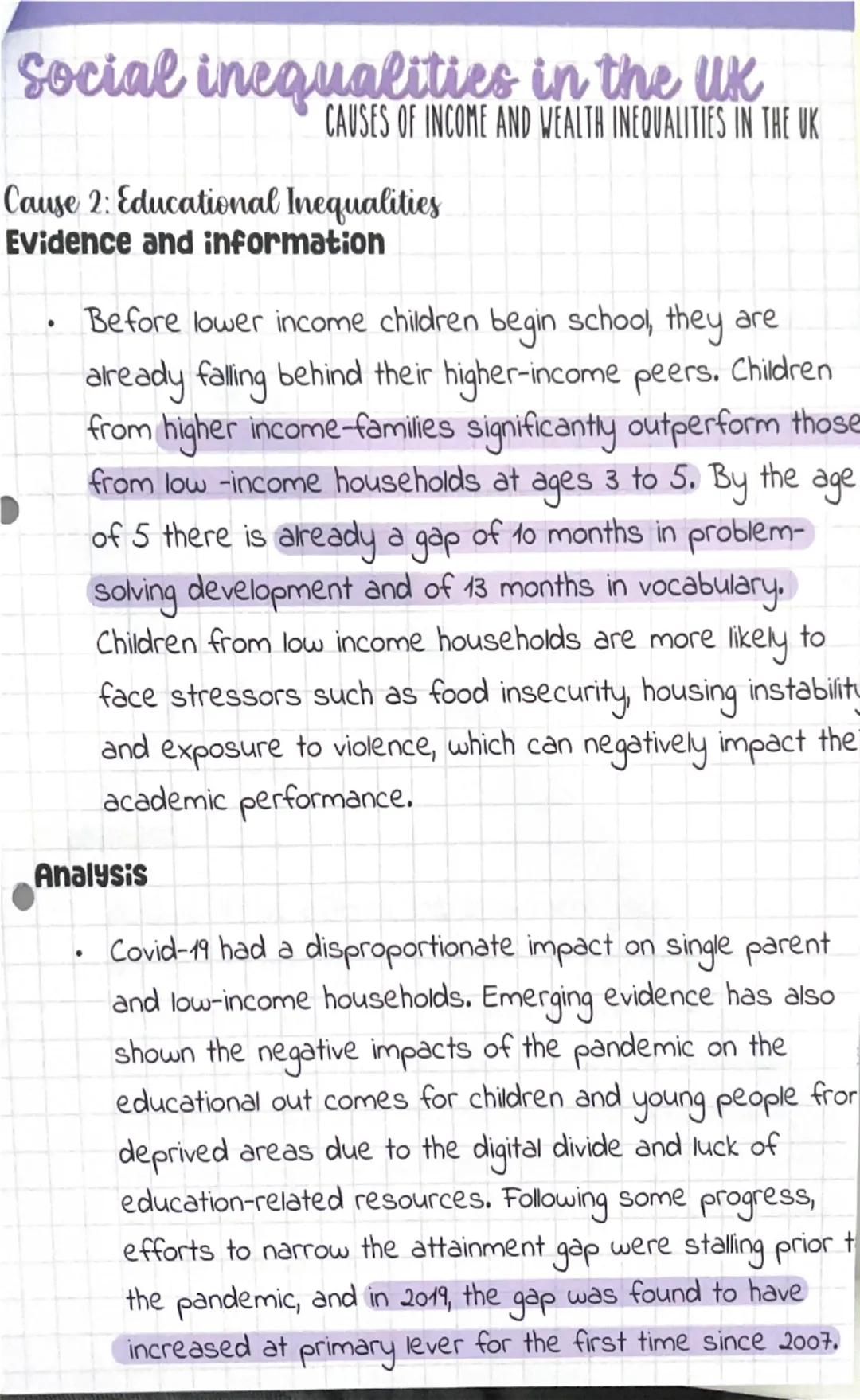 Social inequalities in the UK
CAUSES OF INCOME AND WEALTH INEQUALITIES IN THE UK
Cause 1: low pay and under employment
Evidence and informat