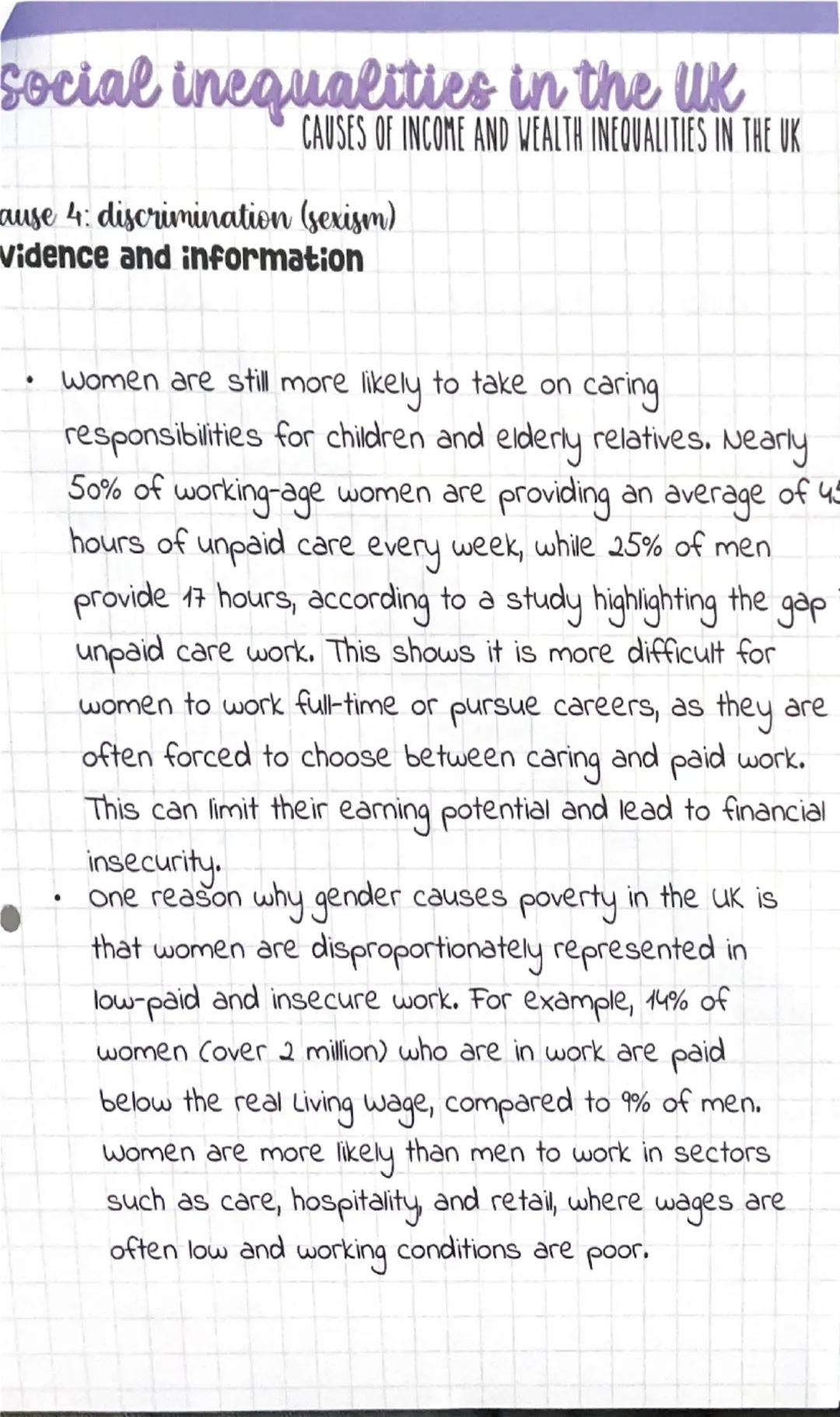 Social inequalities in the UK
CAUSES OF INCOME AND WEALTH INEQUALITIES IN THE UK
Cause 1: low pay and under employment
Evidence and informat
