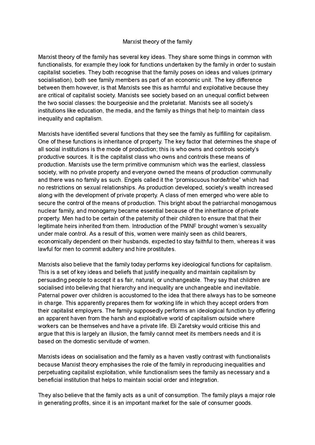 marxist family theory essay 