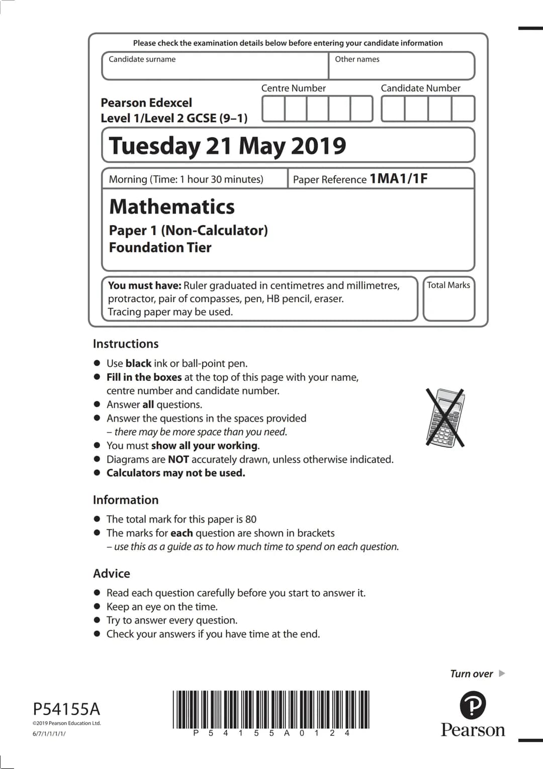 Maths edecxel foundation paper