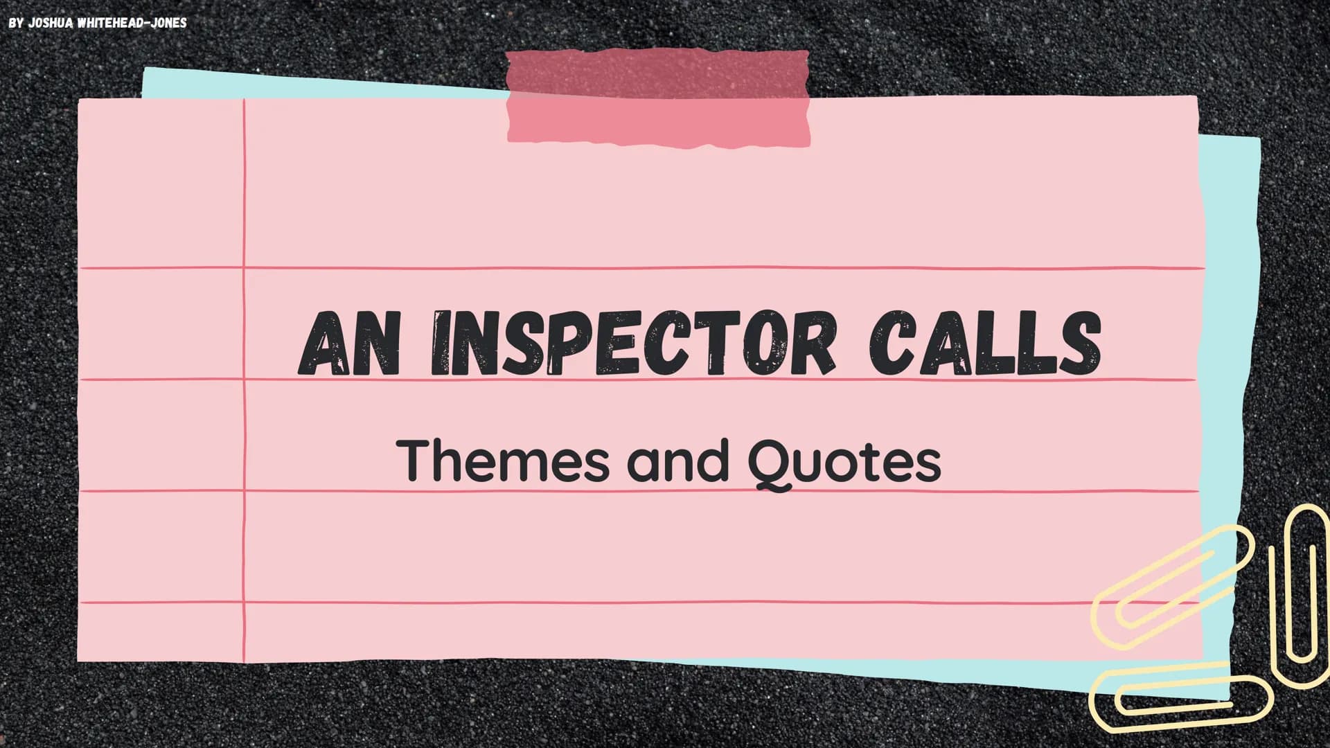 BY JOSHUA WHITEHEAD-JONES
AN INSPECTOR CALLS
Themes and Quotes BY JOSHUA WHITEHEAD-JONES
RESPONSIBILITY
000000
Responsibility is one of the 