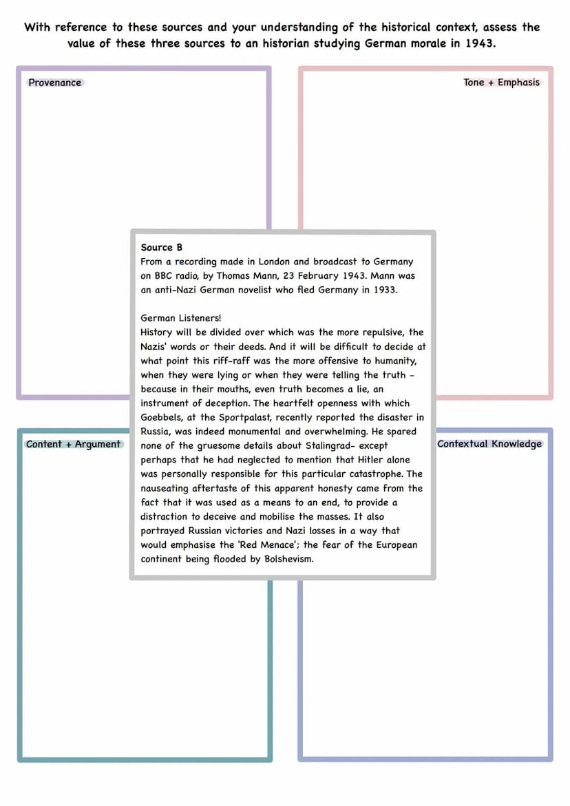 AQA A-Level History
Collection of Primary Source Questions
20 Democracy and Nazism: Germany, 1918-1945
In Section A there will be a compulso