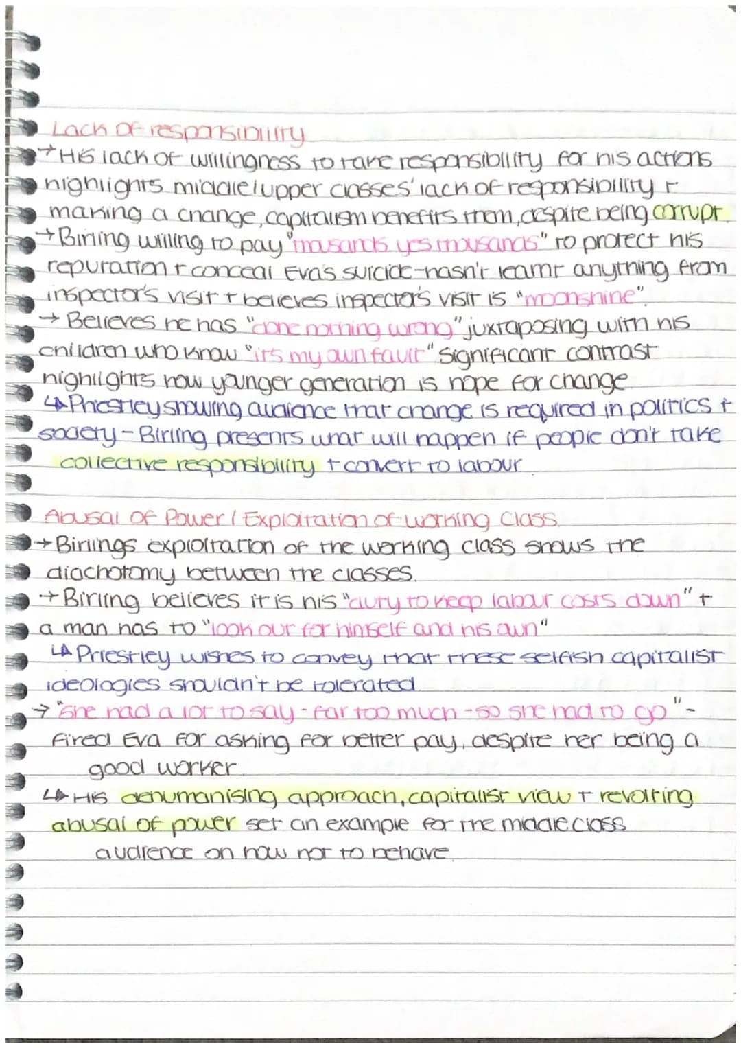 Mr. Birling
(essay plan for Aurther)
info
→symbol of capitalism, middicciass rader generation
→ Priesney uses him to nidicure the middleclas