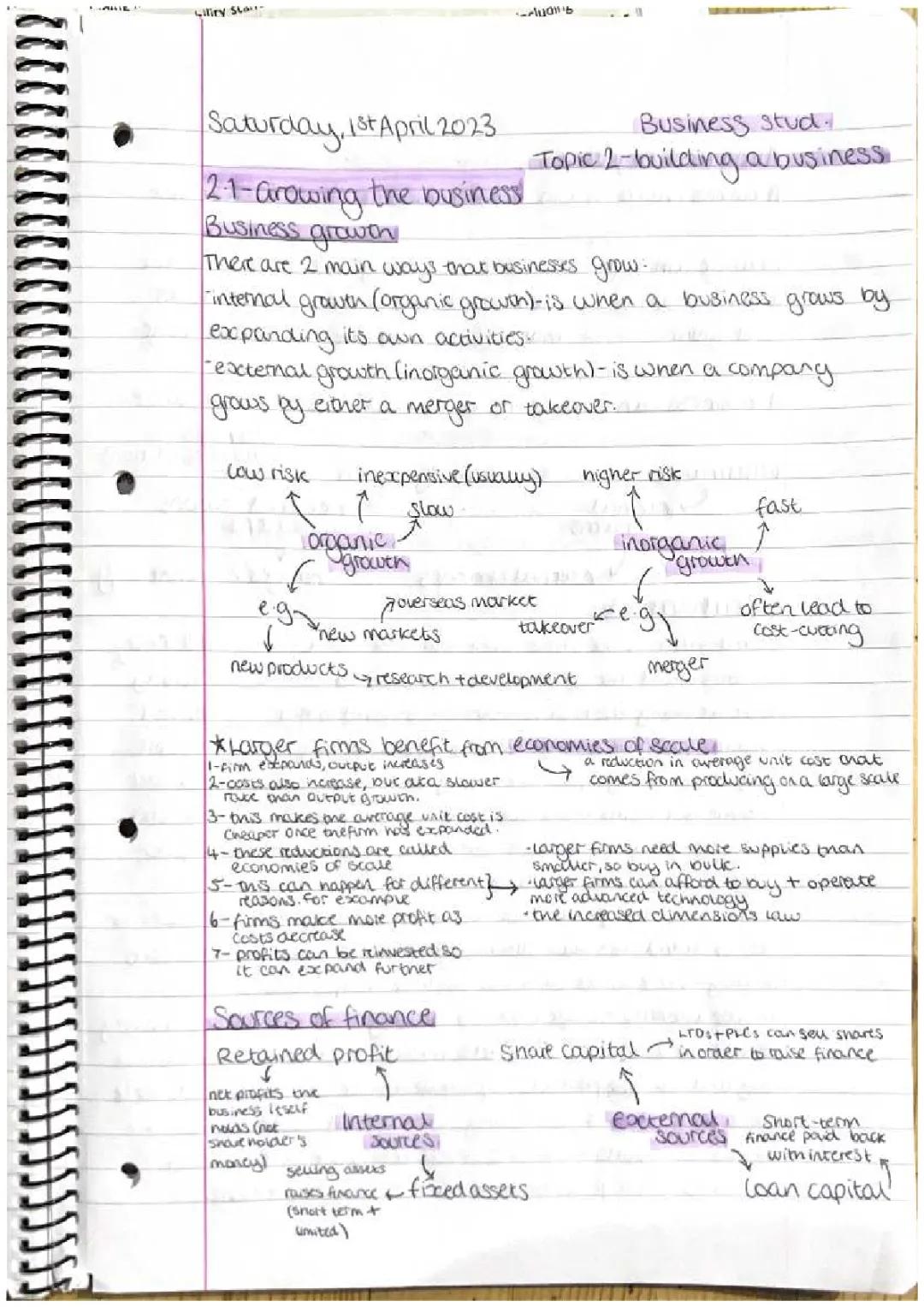 Business Studies Topic 2.1