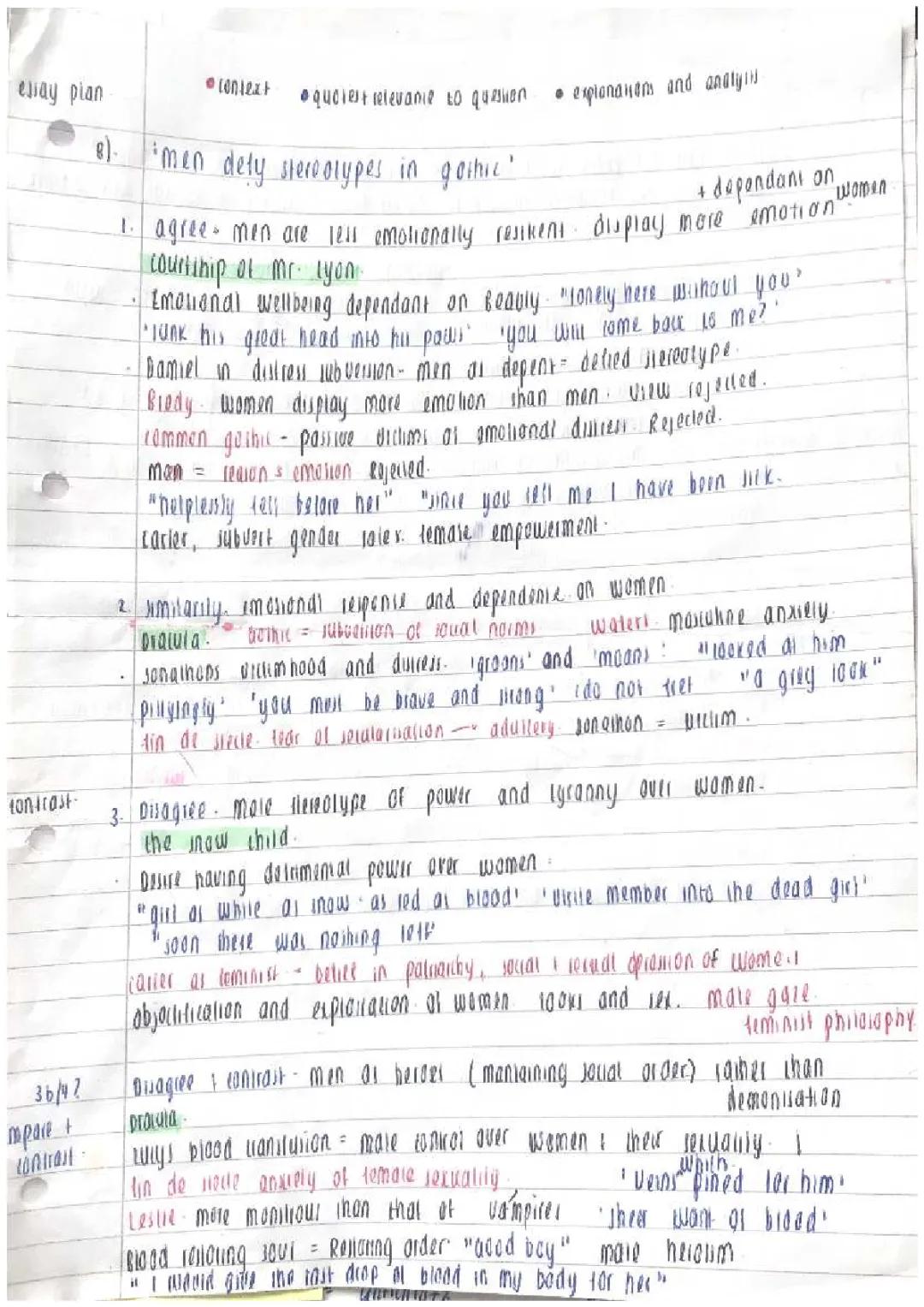 ‘men defy stereotypes in gothic’ ocr a level essay plan 