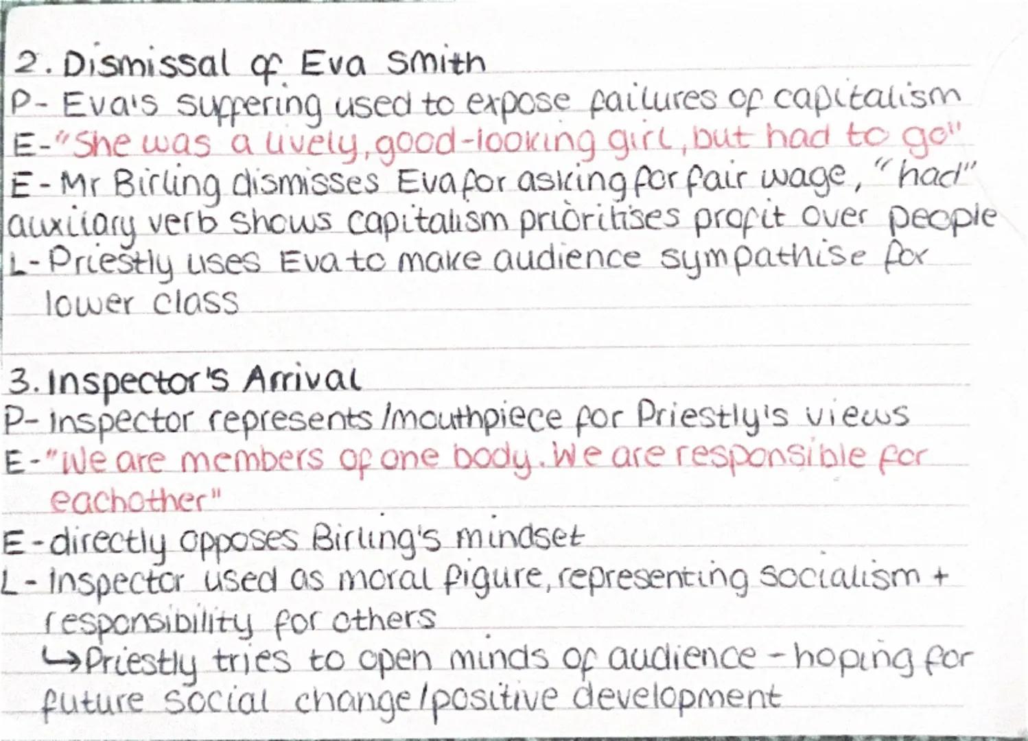 inspector Calls- CAPITALISM VS SOCIALISMEMRBIRLING)
Mr Birling represents C views, believing in individual sucess,
profit + responsibility r