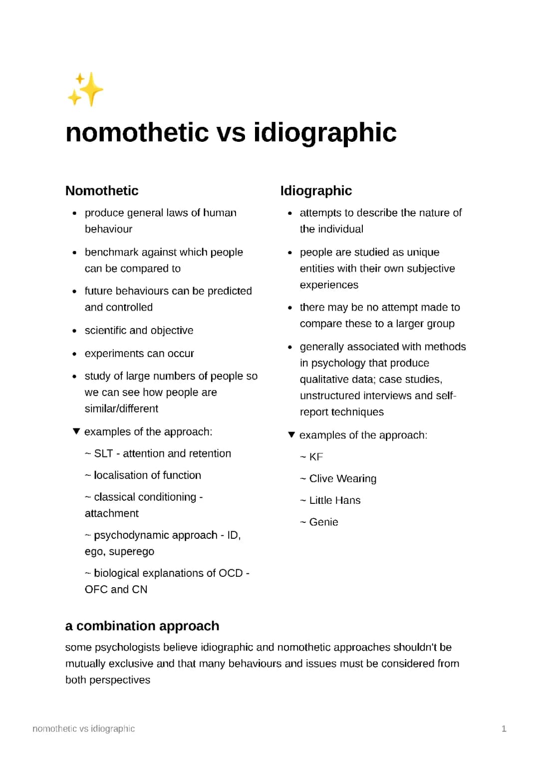 Psychology AQA: Nomothetic vs Idiographic - Explained for Kids with Examples!