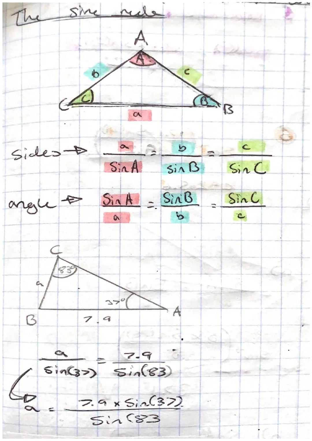 Math trigonometry sine and cosine rule nom calculator 
