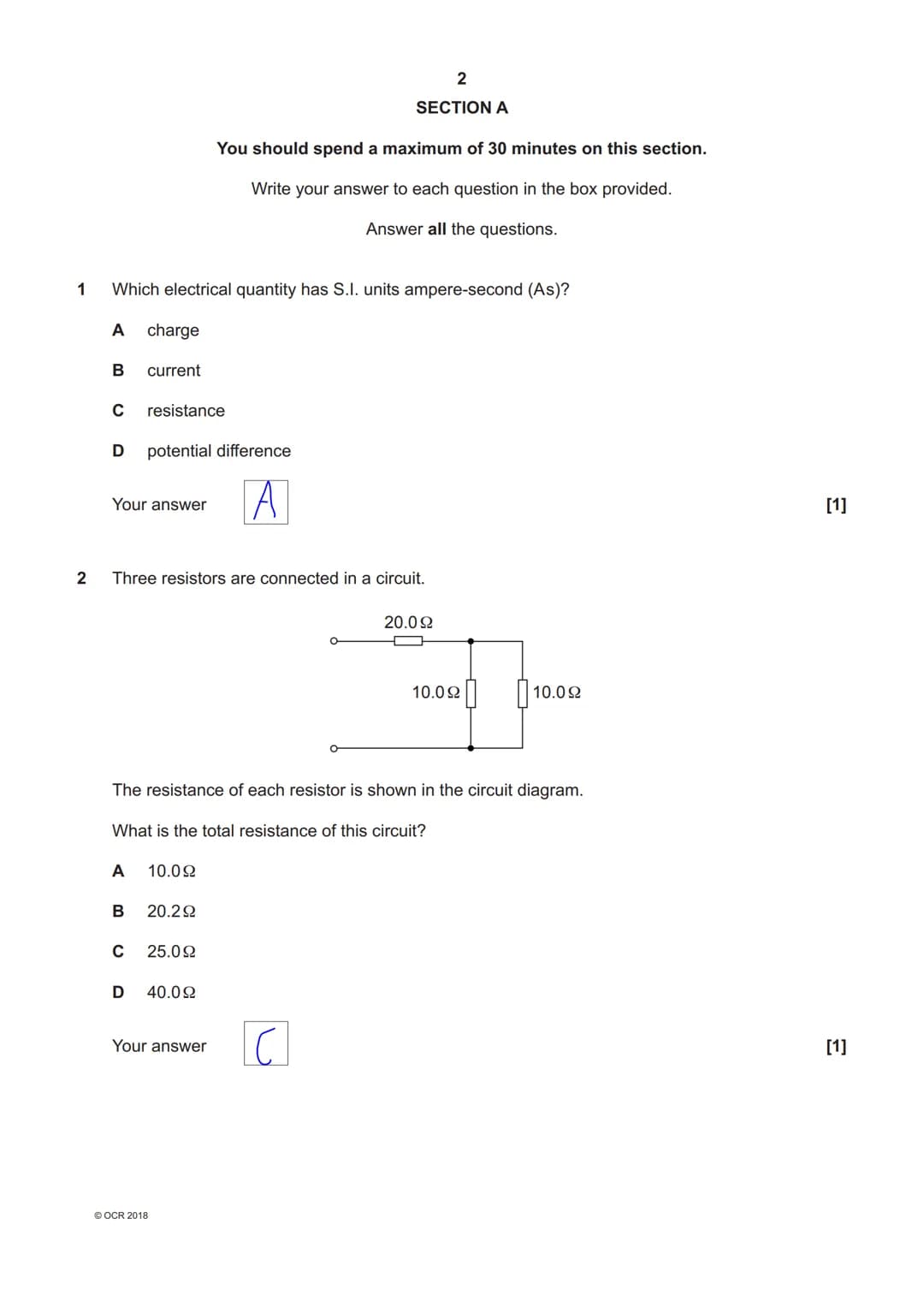 6905012258
OCR
Oxford Cambridge and RSA
A Level Physics A
H556/02 Exploring physics
Friday 8 June 2018 - Morning
Time allowed: 2 hours 15 mi