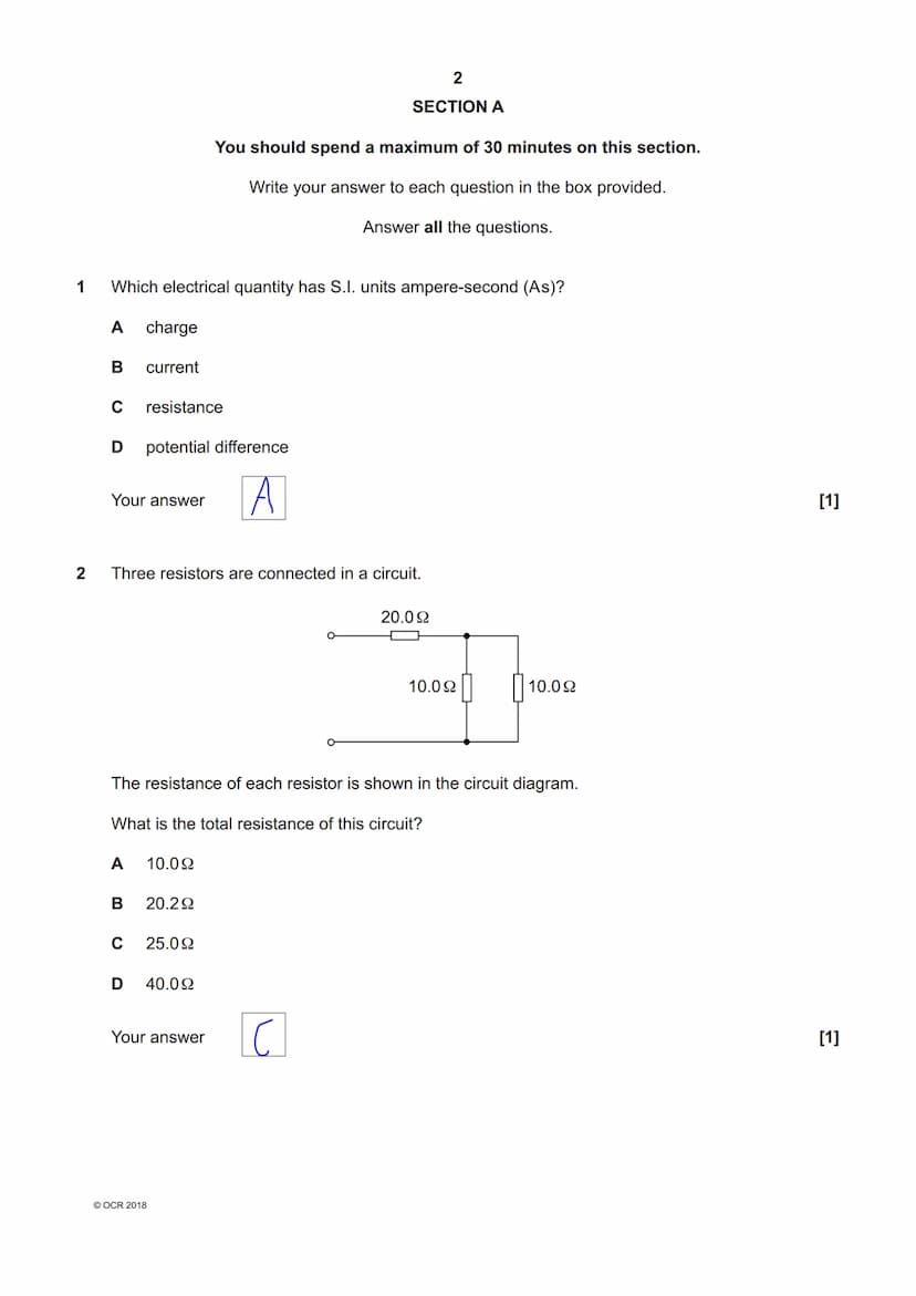 6905012258
OCR
Oxford Cambridge and RSA
A Level Physics A
H556/02 Exploring physics
Friday 8 June 2018 - Morning
Time allowed: 2 hours 15 mi