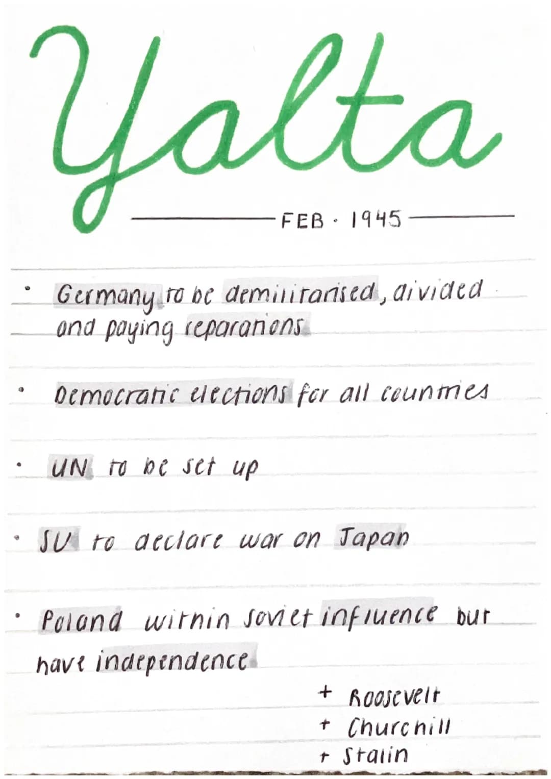 ?
•
•
•
Dates
Truman Doctrine 1947
marshall Aid 1947
Cominform 1947
comecon 1949
NATO 1949
Berlin Airlift 1949
warsaw pact 1955
Stalin dies 