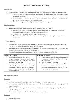 Know Biology GCSE Edexcel B1 Topic 2: responding to change  thumbnail