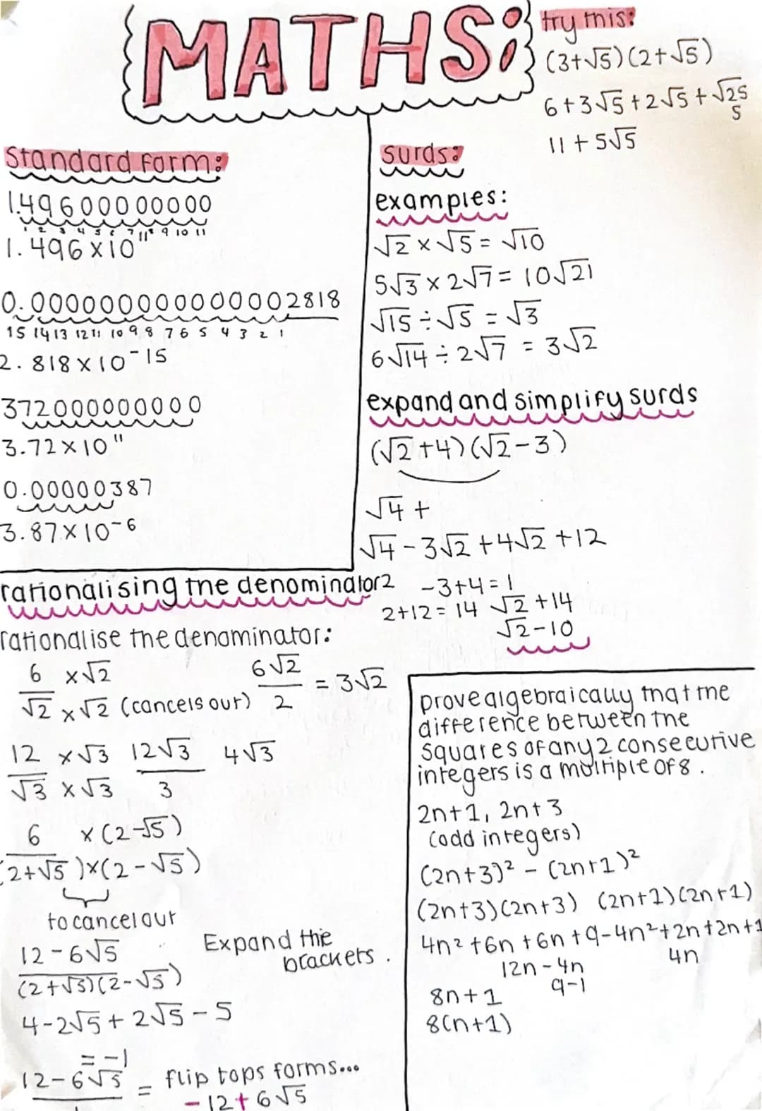 MATHS
Standard Form:
1.49600000000
1.496x10'
0.000000000000002818
15 14 13 12 11 10 9 8 7 6 5
2.818×10-15
37200000
3.72x10"
0.00000387
3.87×