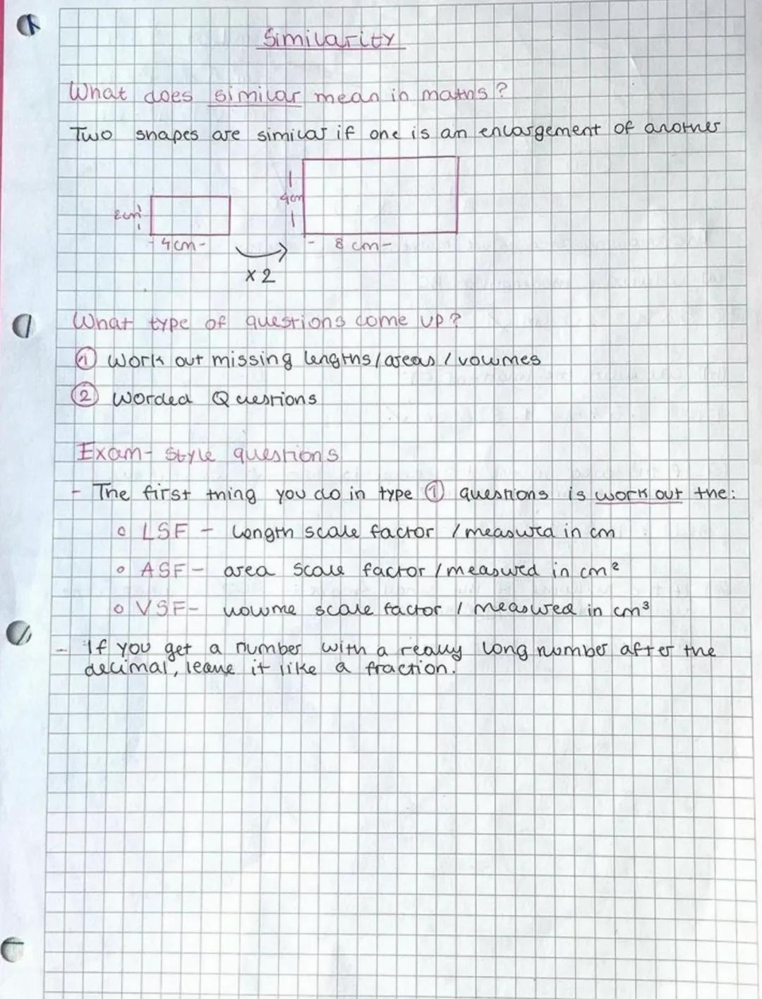 0
0
C
Similarity
What does similar mean in maths ?
Two
shapes are similar if one is an encargement of another
com²
-
463-
40m
دس
X2
-
What t