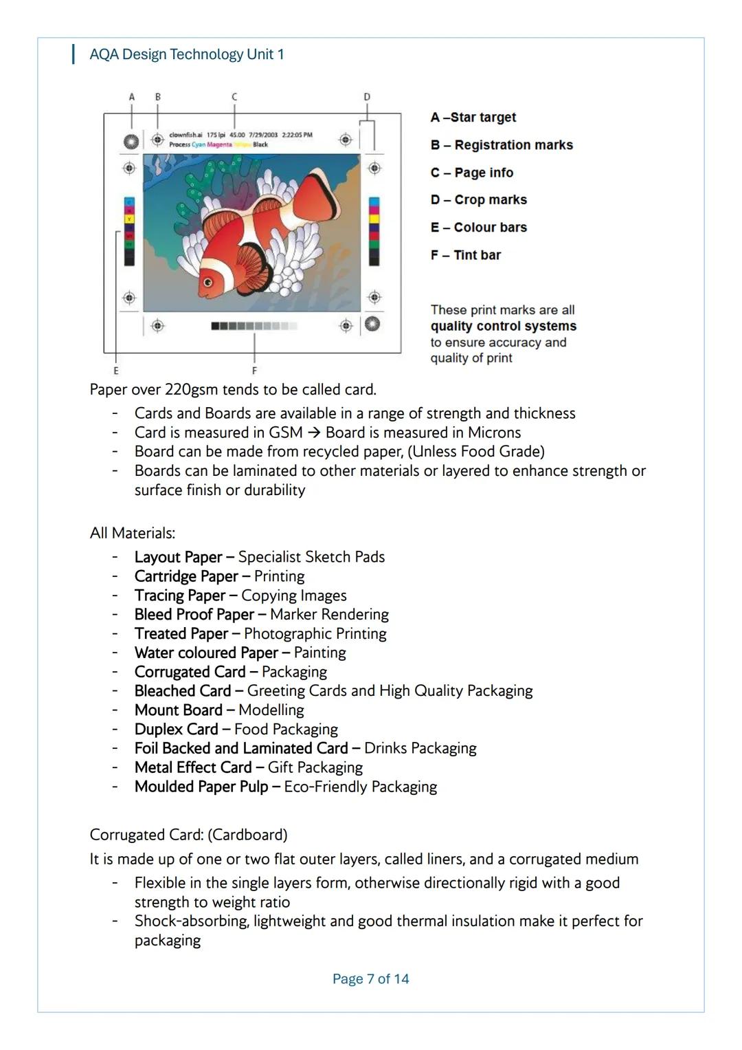 AQA Design Technology Unit 1
AQA
Design Technology
Unit 1
Content
Notes
Page 1 of 14 AQA Design Technology Unit 1
Topic 1 - Performance Char
