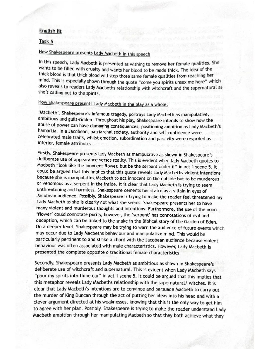 Macbeth model answer
