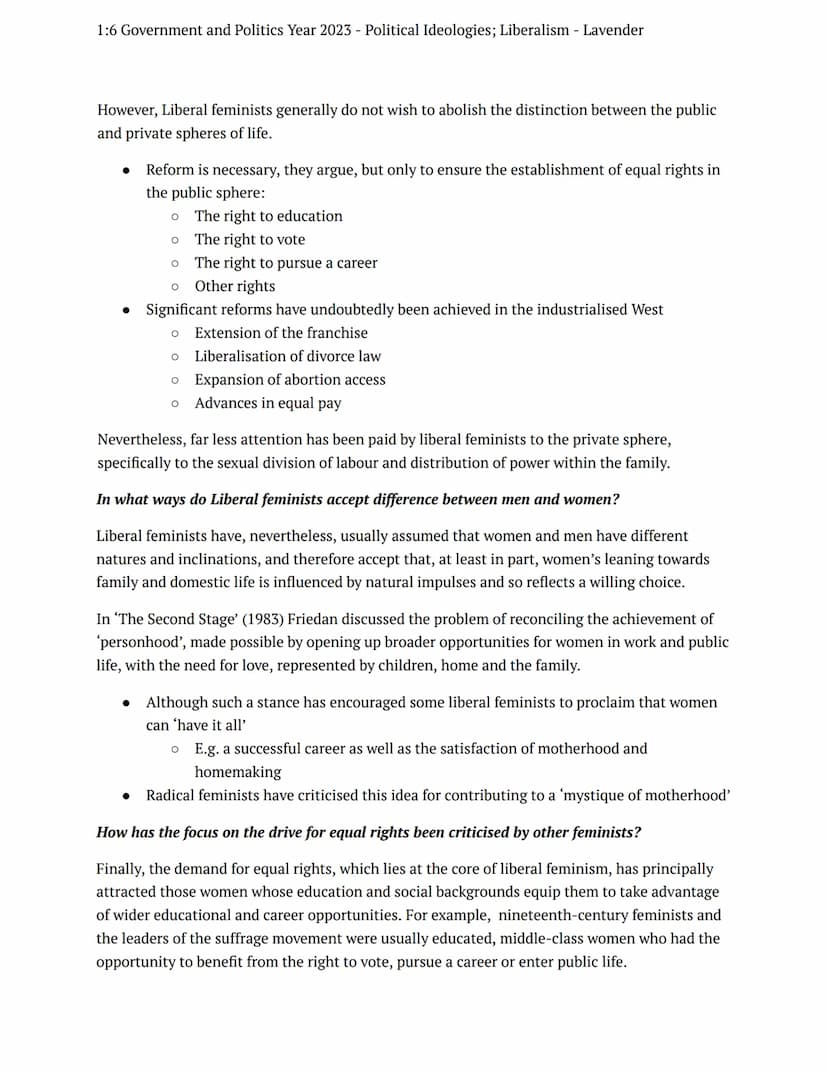 1:6 Government and Politics Year 2023 - Political Ideologies; Liberalism - Lavender
preparation task
government politics
+
Notes
Liberal Fem