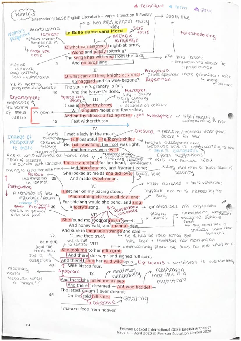 International GCSE English Literature - Paper 1 Section B Poetry
iambic
Pentameter
Tone
"
Conditional
Setting up a
condition
Reperition
Anap