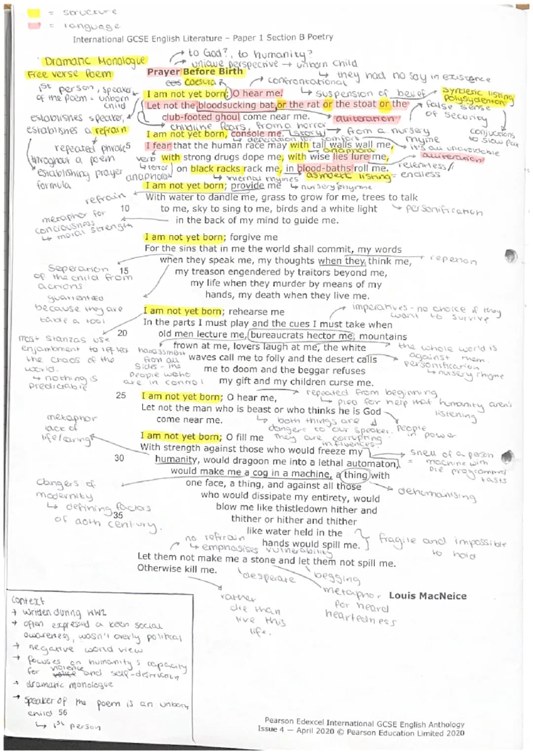 International GCSE English Literature - Paper 1 Section B Poetry
iambic
Pentameter
Tone
"
Conditional
Setting up a
condition
Reperition
Anap