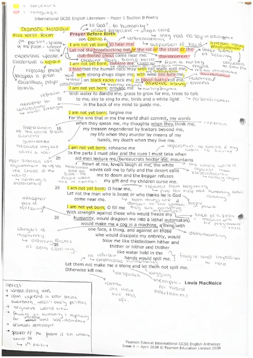 International GCSE English Literature - Paper 1 Section B Poetry
iambic
Pentameter
Tone
"
Conditional
Setting up a
condition
Reperition
Anap