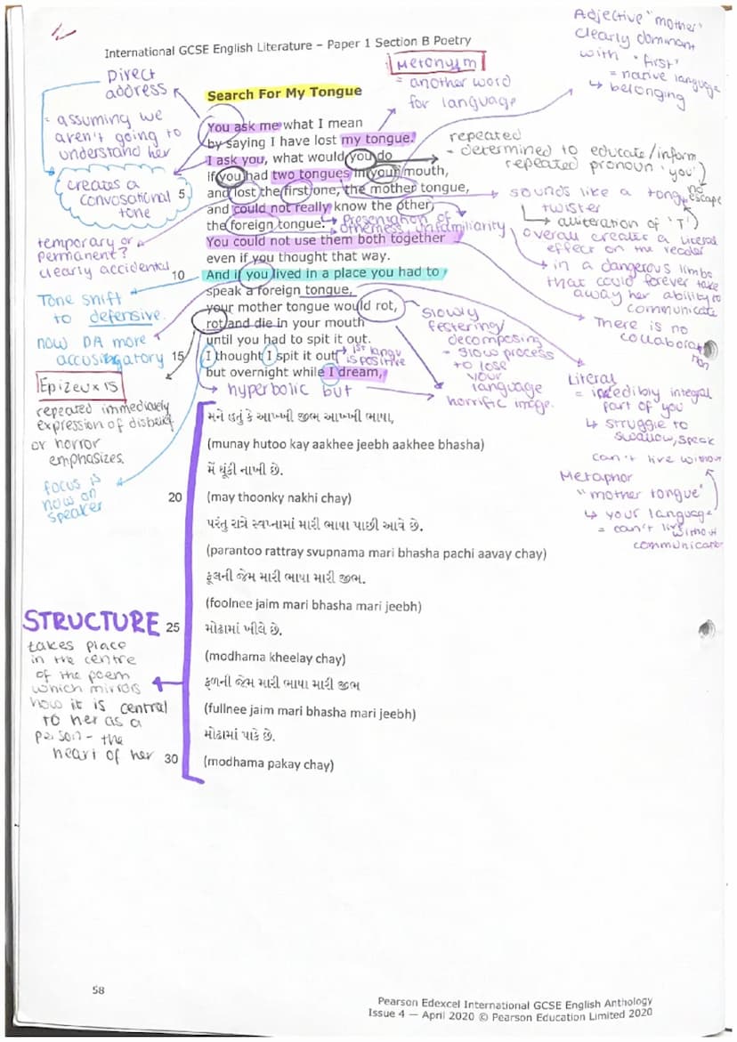International GCSE English Literature - Paper 1 Section B Poetry
iambic
Pentameter
Tone
"
Conditional
Setting up a
condition
Reperition
Anap