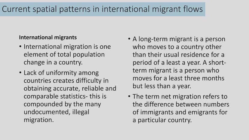 ↓↑
Migration
Revision powerpoint 7.1 what are the contemporary patterns of global migration
There has been significant
growth in the numbers