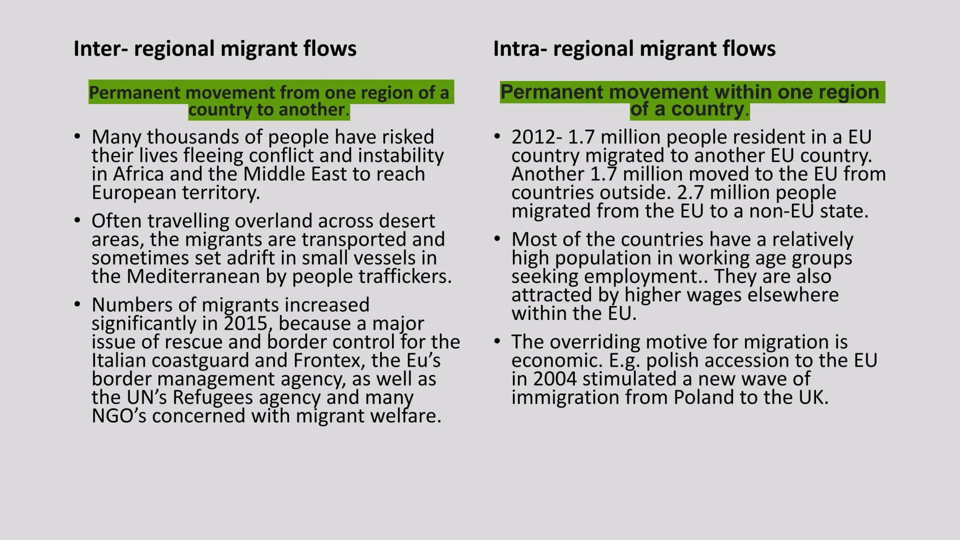 ↓↑
Migration
Revision powerpoint 7.1 what are the contemporary patterns of global migration
There has been significant
growth in the numbers