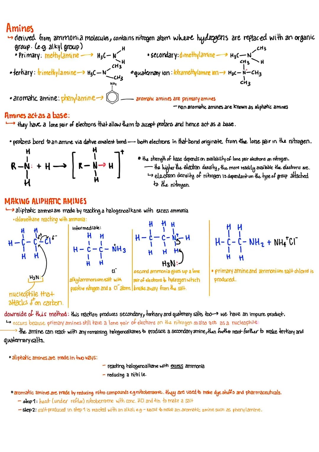 Amines
derived from ammonia molecules, contains nitrogen atom where hydrogens are replaced with an organic
group. Leg. alkyl group)
H
CH3
•P