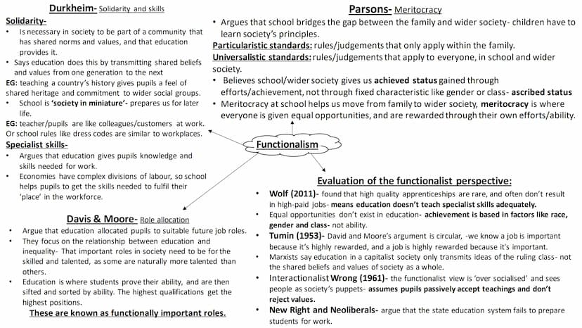 Education- full topic revision Sociological perspectives on
education Durkheim-Solidarity and skills
Solidarity-
Is necessary in society to 