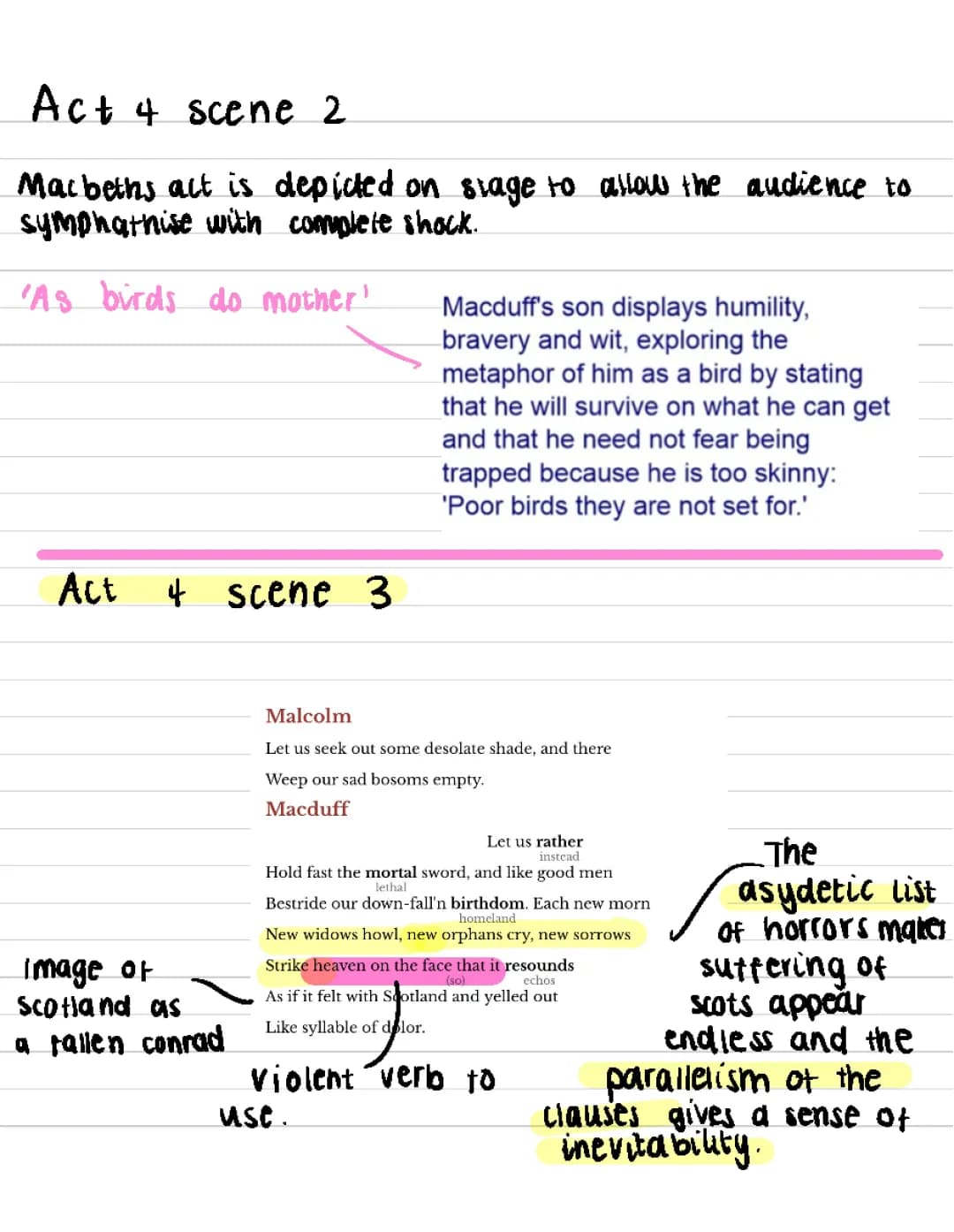 Act 4 scene 2 & Act 4 scene 3 analysis Macbeth 