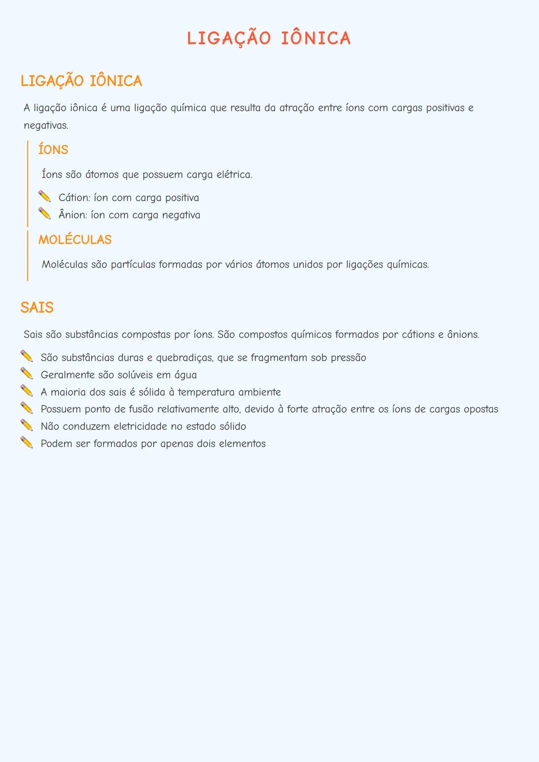 # LIGAÇÃO IÔNICA

# LIGAÇÃO IÔNICA

A ligação iônica é uma ligação química que resulta da atração entre íons com cargas positivas e
negativa