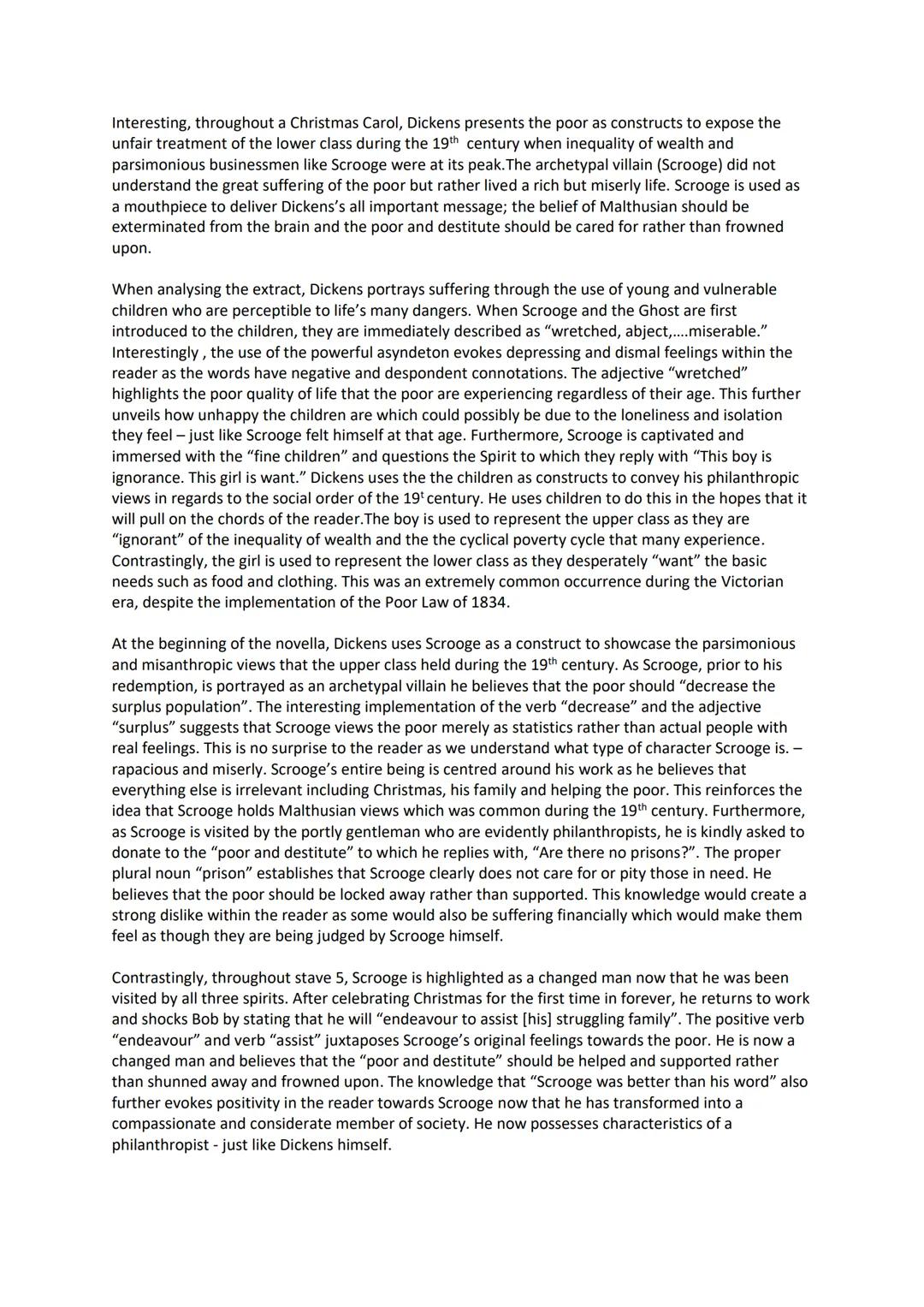 Interesting, throughout a Christmas Carol, Dickens presents the poor as constructs to expose the
unfair treatment of the lower class during 