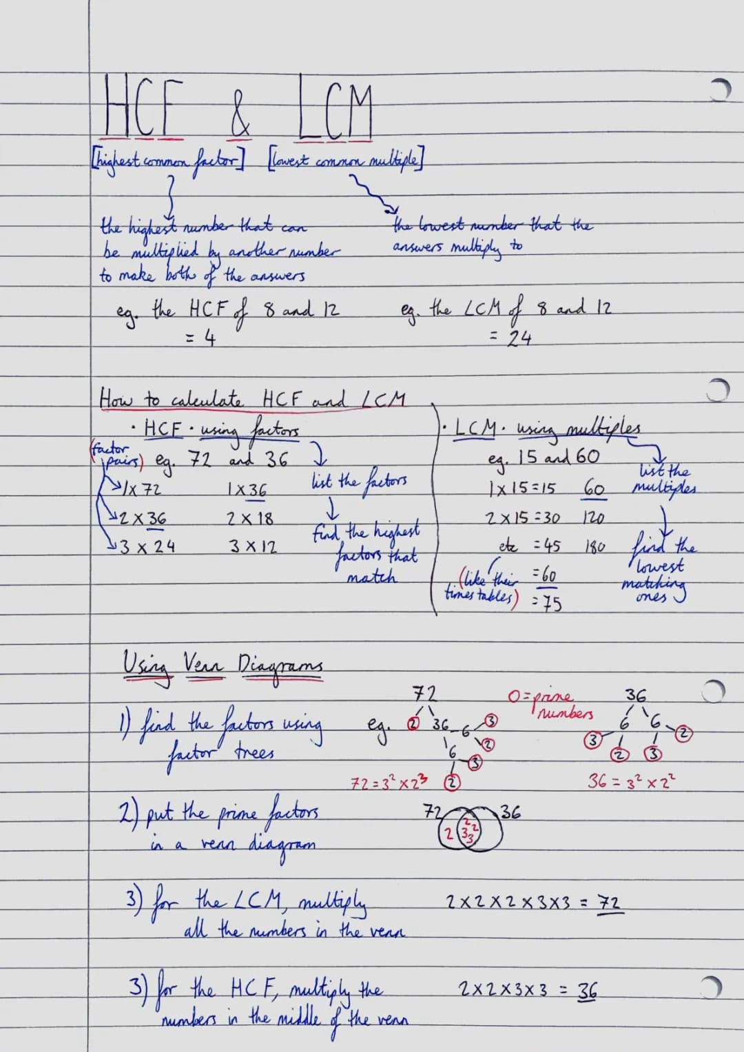 Highest Common Factor and Lowest Common Multiple