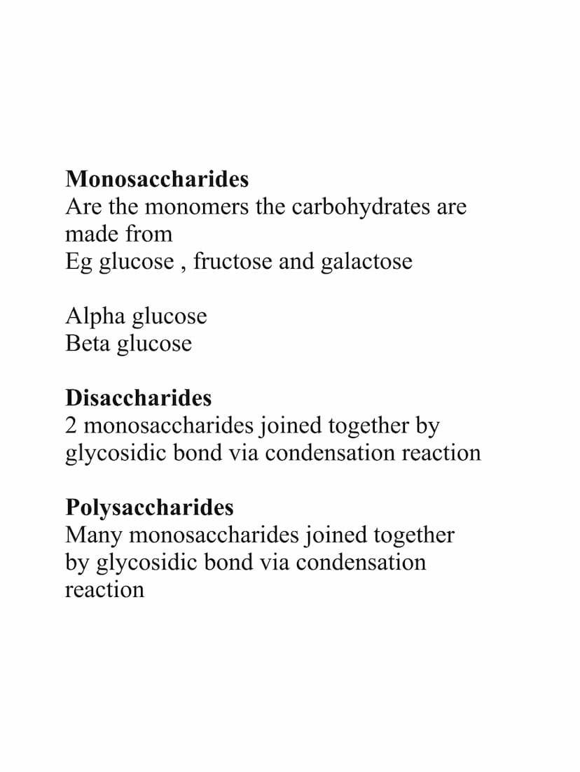 BIOLOGICAL
MOLECULES
REVISION NOTES Biological molecules
Key points:
Condensation reaction-formation of chemical
bond between monomers, rele