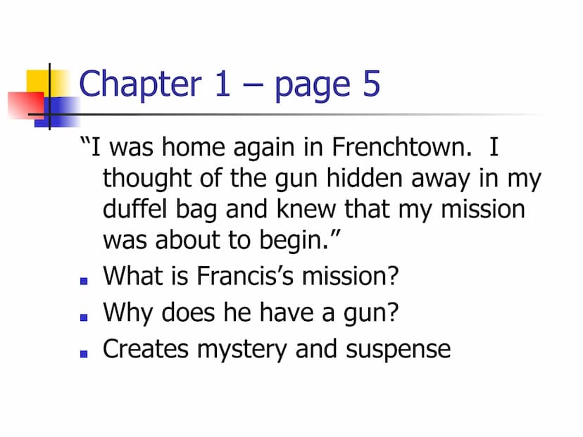 Heroes - Robert Cormier
Key Quotations Chapter 1 - page 1
"My name is Francis Joseph Cassavant
and I have just returned to Frenchtown
in Mon
