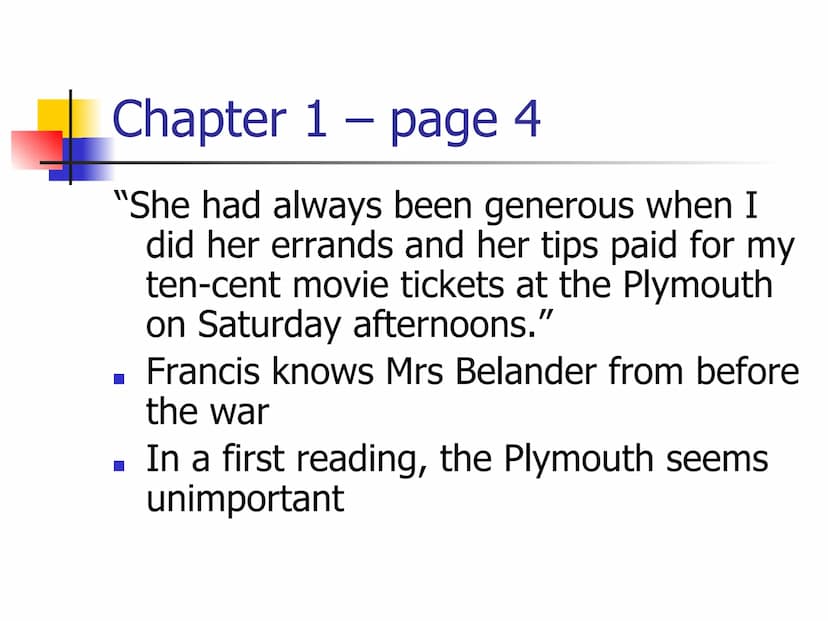 Heroes - Robert Cormier
Key Quotations Chapter 1 - page 1
"My name is Francis Joseph Cassavant
and I have just returned to Frenchtown
in Mon