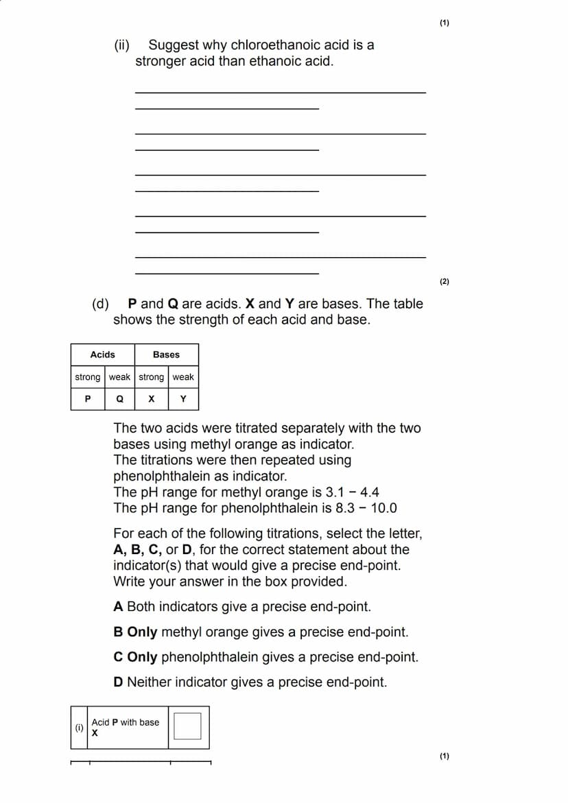 The value of K for the weak acid HX is 3.01 × 10
mol dm³.
Calculate the pH of this buffer solution at 298 K.
Give your answer to 2 decimal p