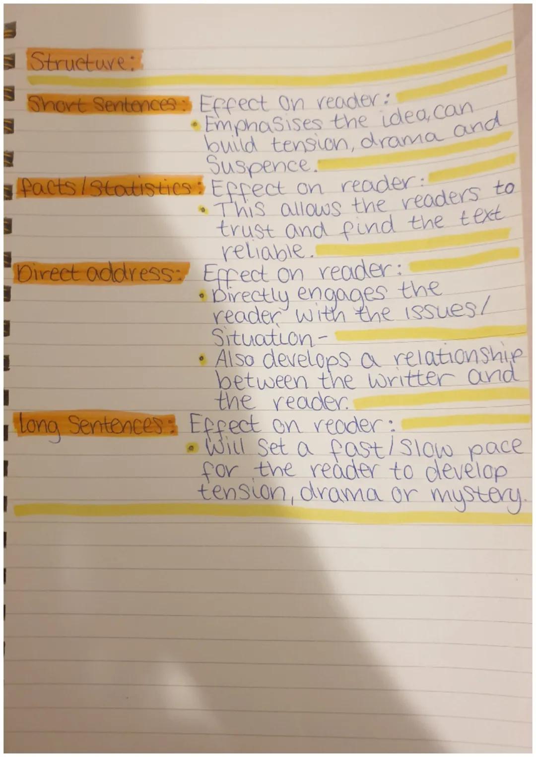 English language
Language
Hyperbole - Effect on reader:
*   Exagerated Language emphasises
or highlights a point as being
important, allowin