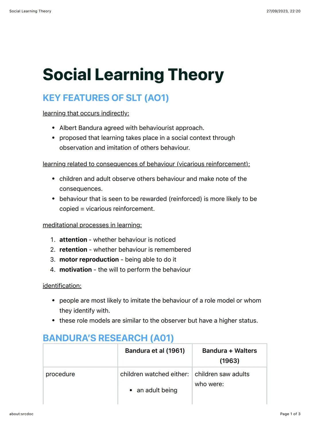 SOCIAL LEARNING THEORY 