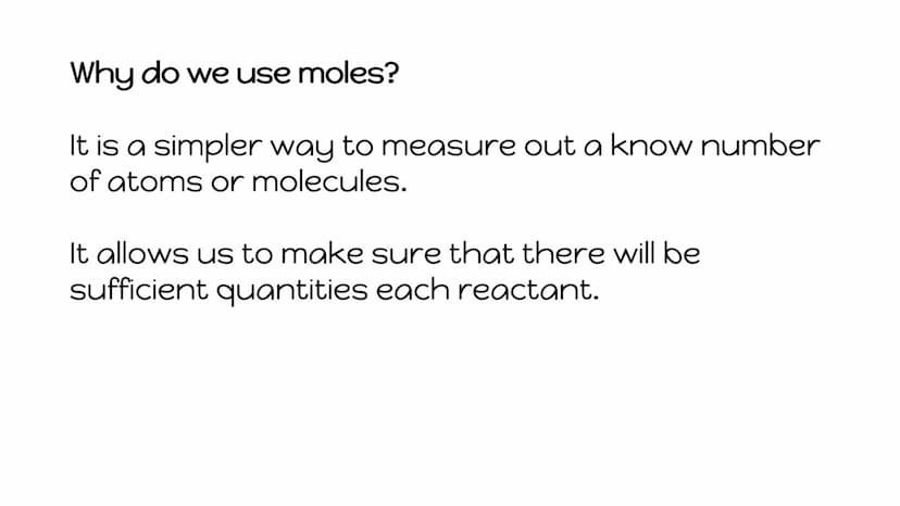 Moles
Unit 3 - Quantitative Chemistry Moles:
● A mole is just a number.
● Just as a dozen equals 12 and a pair equals 2, a mole
equals 6.02 