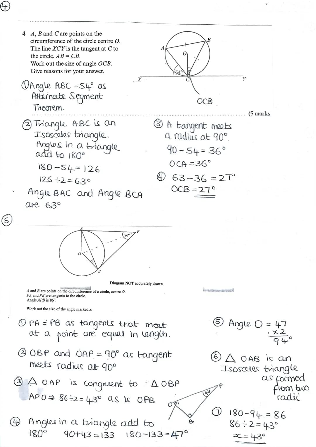 Circle Theorems
Rule 1:
Rule 2:
A
D
Rute 3:
Tangent meets
Radius at 90°
-B
(Tangents
that meet
at a point
are equal in
length
AB=BC
The two
